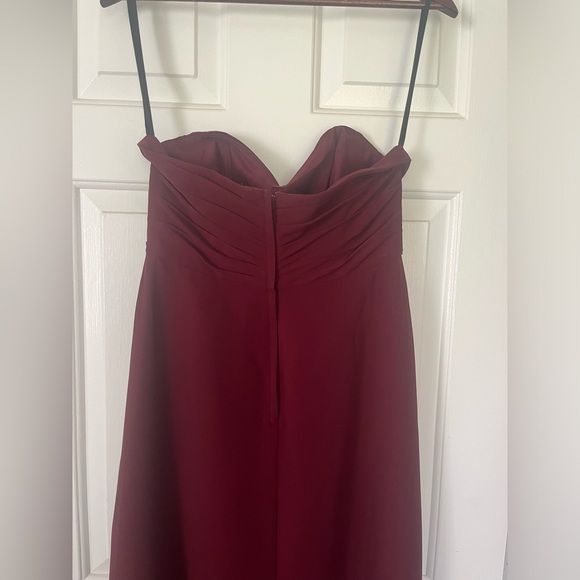 Brideside Burgundy Strapless Bridesmaid Dress - Picture 3 of 6